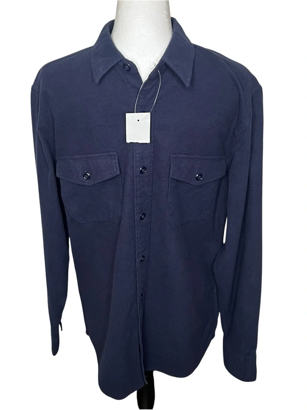 New J. Crew Authentic Workwear Navy Blue Button-Up Fleece Men’s Shirt Sz M